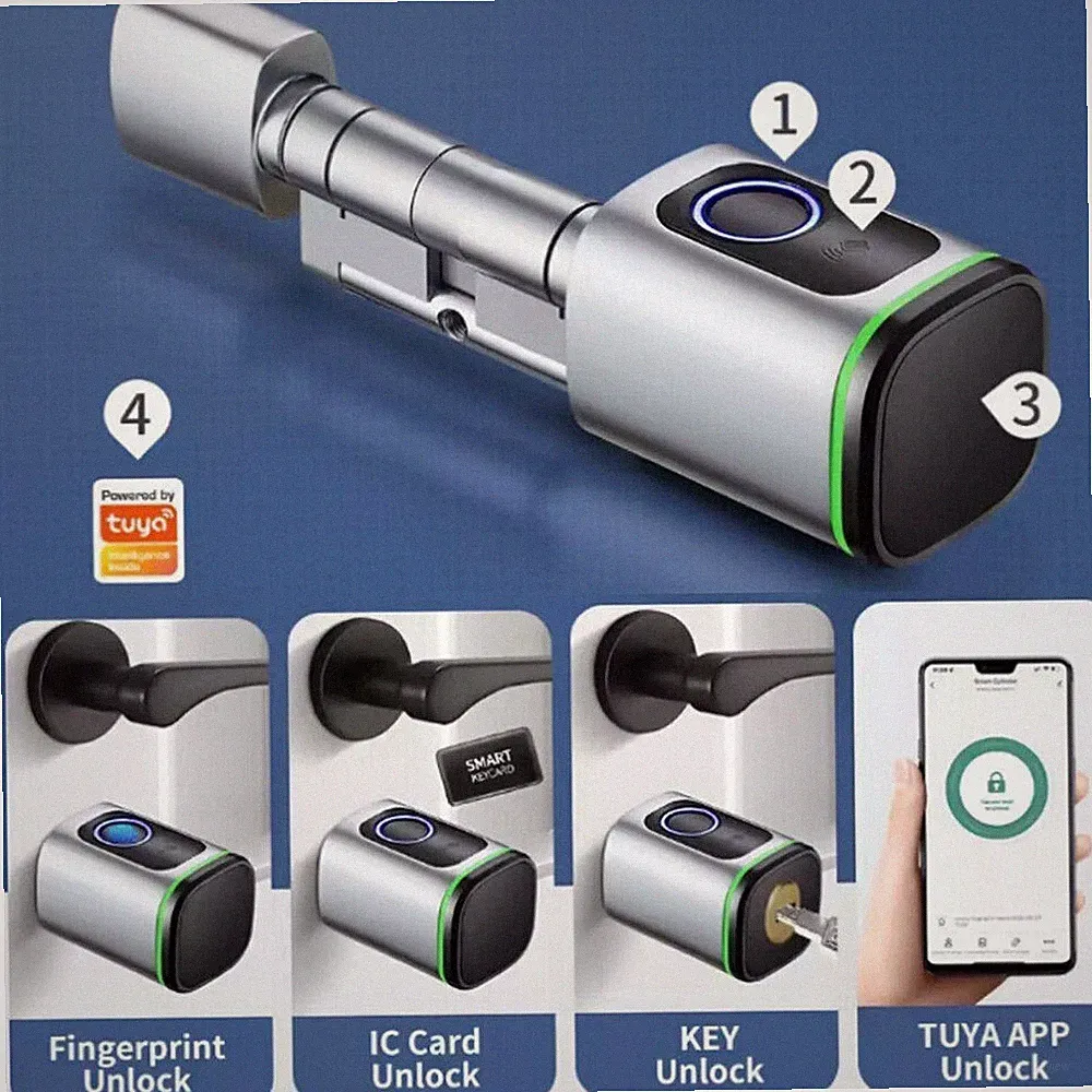 Tuya Smart Elektronisches Türschloss Schließzylinder 60-120mm mit Fingerabdruck+
