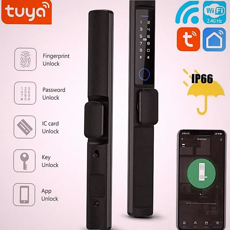 Tuya Smart WiFi Türschloss mit Fingerabdruck RFID Code App – Kurzer Griff