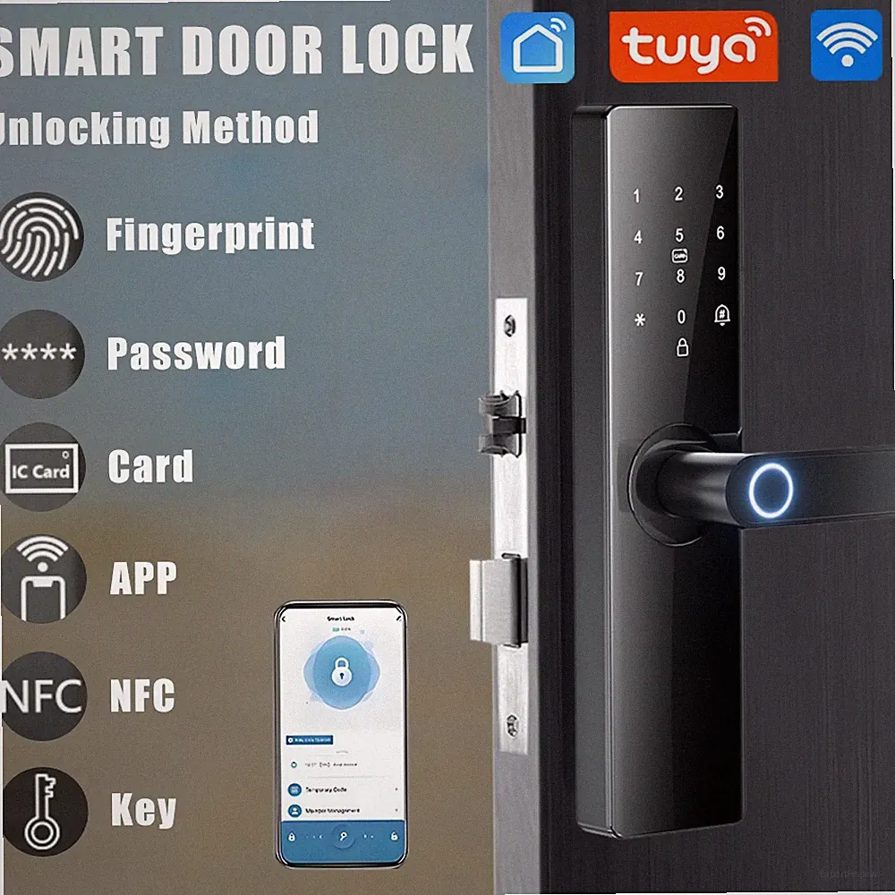 TUYA WIFI Smart Fingerabdruck Türschloss Passwort WiFi IC-Karte Elektronisches