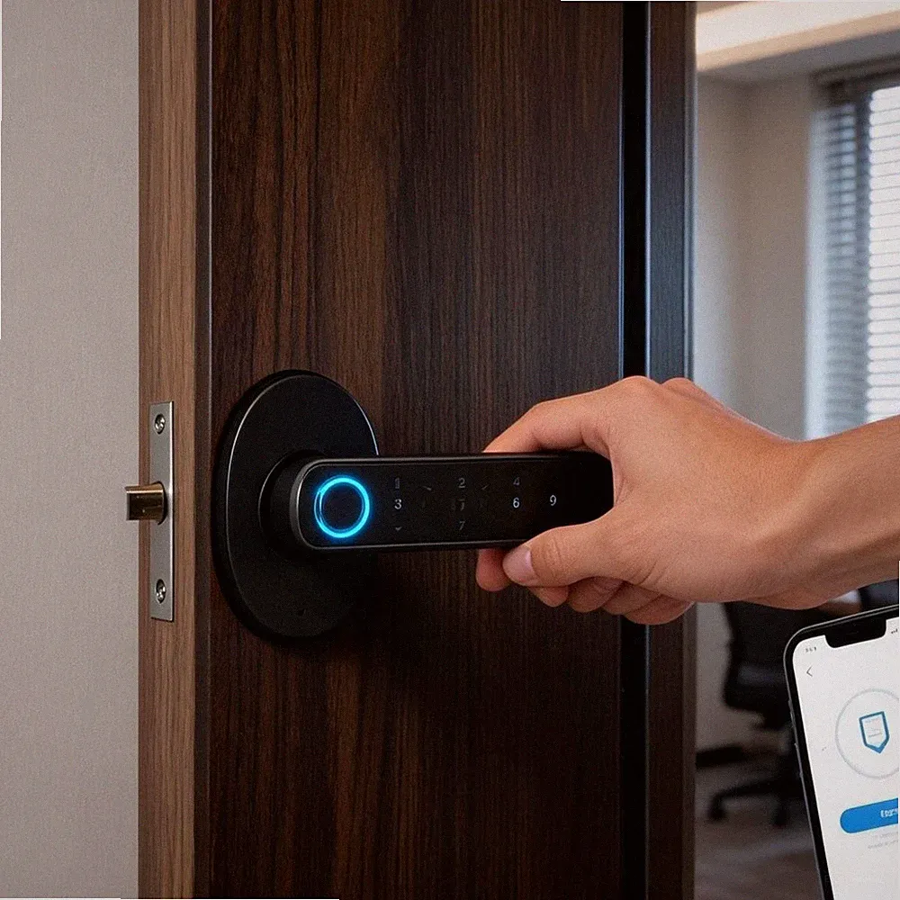 USB C Wiederaufladbar für Smart Türschloss Fingerabdruck und physische Schlüs