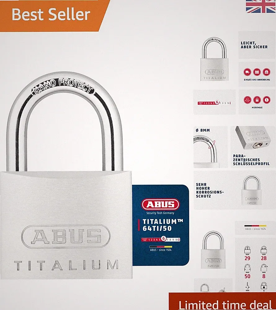 Vielseitiges Vorhängeschloss Titalium 64TI/50 für Türen, Spinde & mehr - Sicherheitsstufe 6