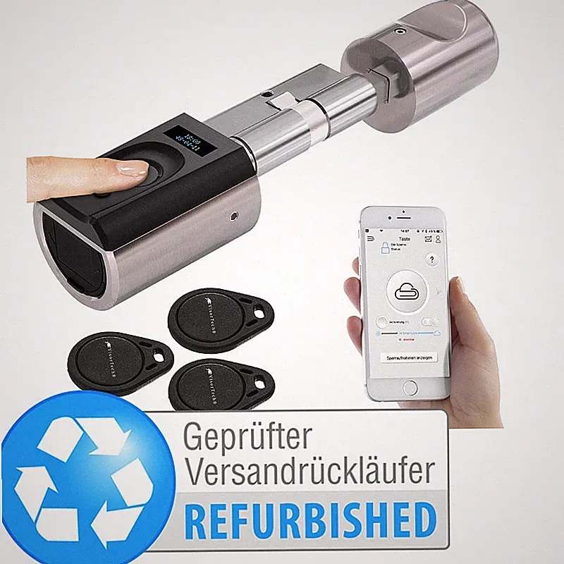VisorTech Elektronischer Tür-Schließzylinder, Fingerabdruck, Versandrückläufer
