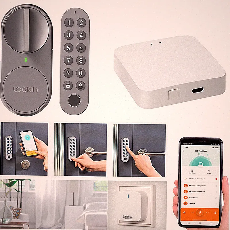 VisorTech Türschlossantrieb mit PIN-Code, Fingerabdruck-Sensor und WLAN-Gateway