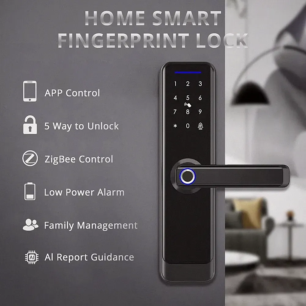 Zigbee Smart Lock Work with Tuya App Core Cylinder Home Security Door Lock Encry